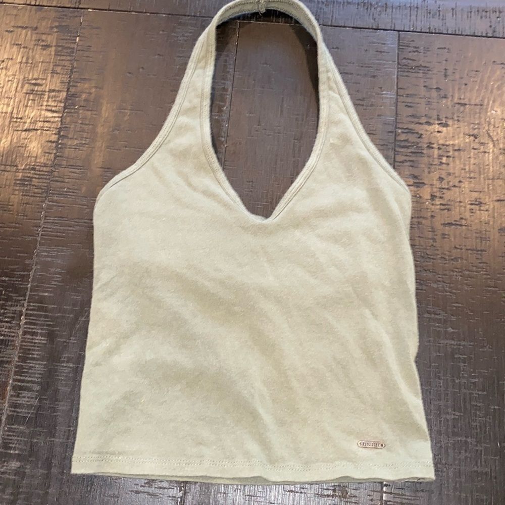 Hollister Halter Girlies Y2K Slim Crop Cropped Tank Top XS Green​​​ Retro